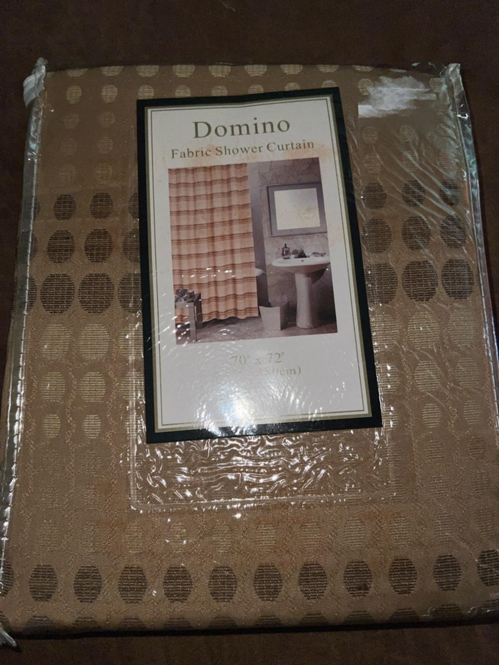 Domino Gold Brown Dot Pattern Fabric Shower Curtain